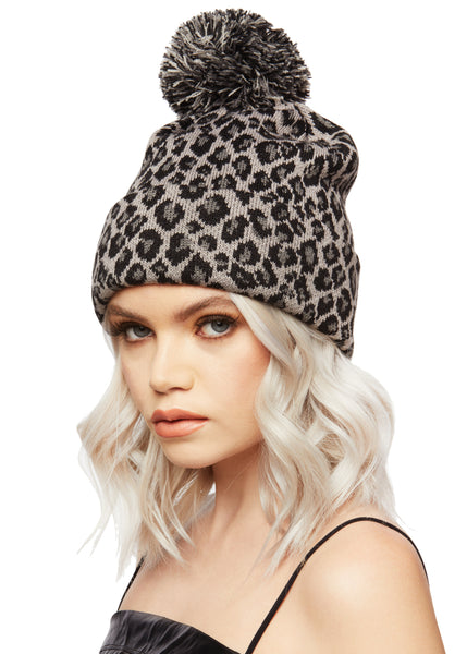 leopard print beanie
