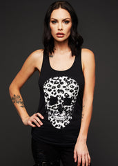 leopard print skull top goth tee