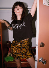 animal print mini skirt