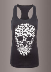 Leopard print skull t shirt