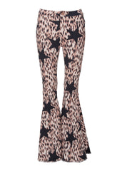 leopard and star print bell bottoms