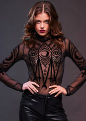 Moon Magic Sheer Long Sleeve Goth Bodysuit