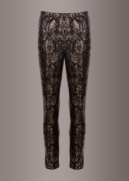 metallic snakeskin pants