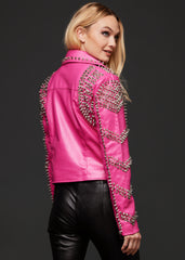 pink biker jacket with studs