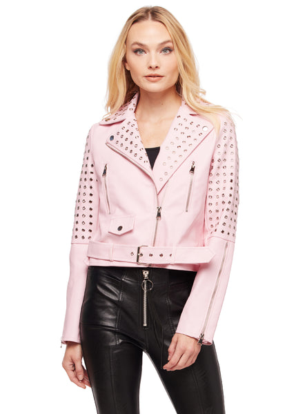 pink biker jacket with studs