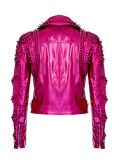 pink studded biker jacket