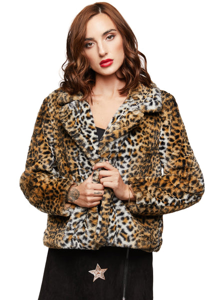 leopard print faux fur coat