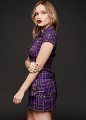 purple plaid punk dress