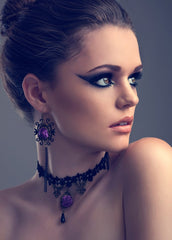 purple rose earrings