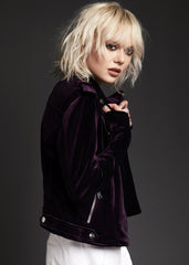 purple velvet jacket