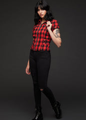 red checkered punk shirt