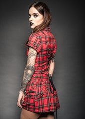Red plaid punk mini dress