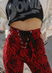 red snake print bell bottoms