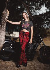 red snakeskin bell bottoms