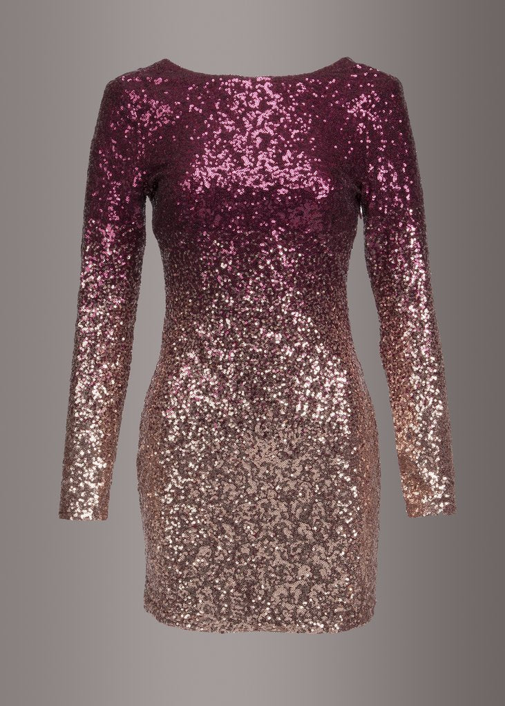 Shop Ombre Sequin Dress | Glitter Dresses | Long Sleeve Sequin Dress ...