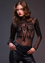Moon Magic Sheer Long Sleeve Goth Bodysuit