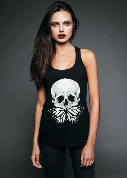 skull butterfly goth top