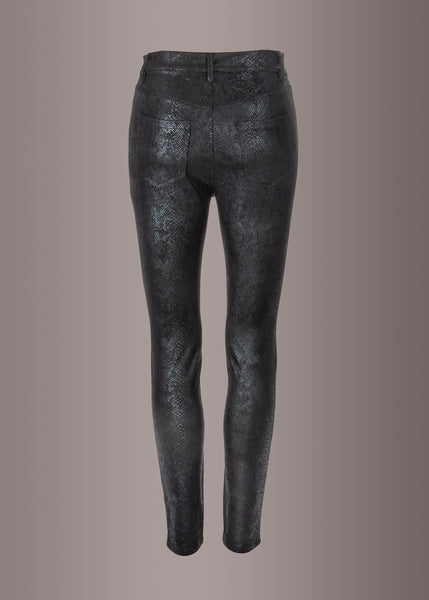 black leather snakeskin pants
