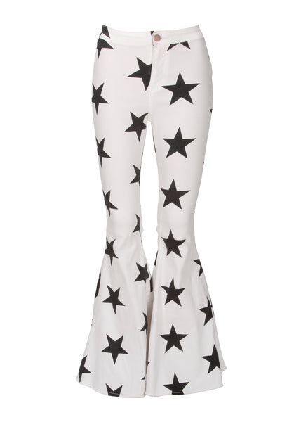 star print bell bottoms