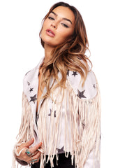 star print fringe jacket