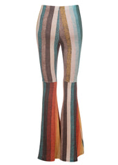 California Dreamin' Striped Seventies Retro Style Flared Bell Bottoms