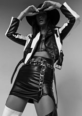 striped biker jacket