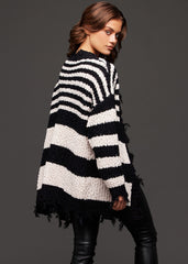 striped chunky knit cardigan