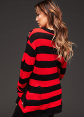 striped distressed sweater