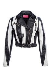 striped moto jacket