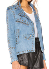 studded denim moto jacket