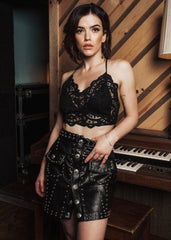 studded leather skirt