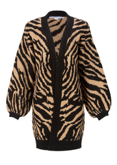 tiger print knit cardigan