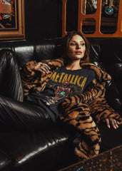 tiger print faux fur coat