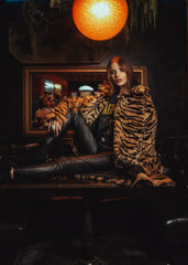 tiger print faux fur jacket