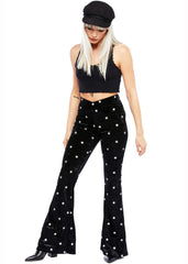 velvet star print bell bottoms