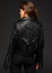 western leather jacket with fringe