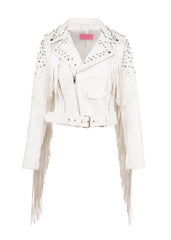 white leather fringe jacket