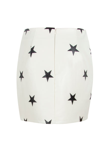 white leather mini skirt
