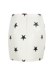 white leather mini skirt