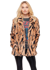 zebra print faux fur coat